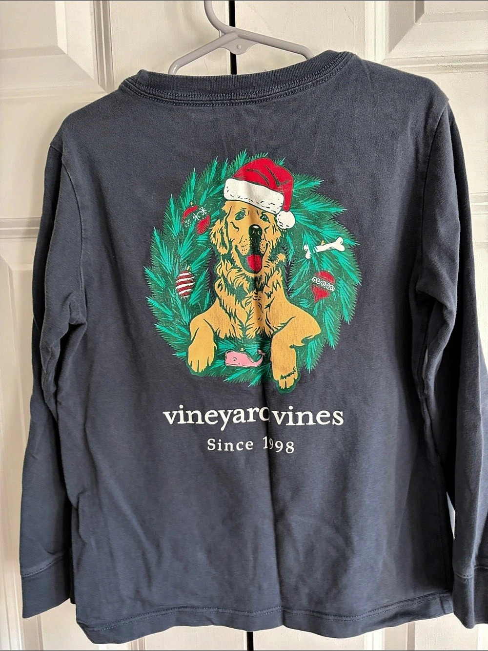 vineyard vines Christmas Golden Retriever Long Sleeve Pocket Tee Boys 6 - Picture 2 of 4